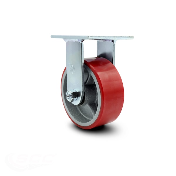 5 Inch Red Poly on Cast Iron Wheel Rigid Caster with Roller Bearing SCC